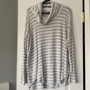 Long Sleeve Cowl Neck Striped Top
